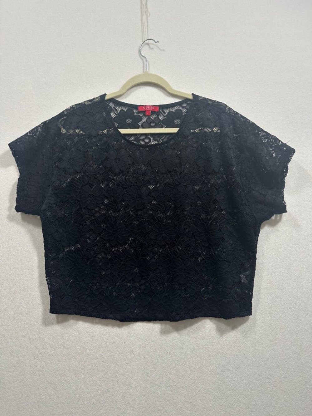 Guess Black Floral Lace Top L